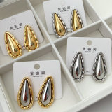 Metal two tone teardrop earrings