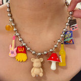 Funny chunky charm bead necklace
