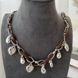 Silver charm bead necklace