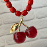 Big chunky cherry pendant necklace
