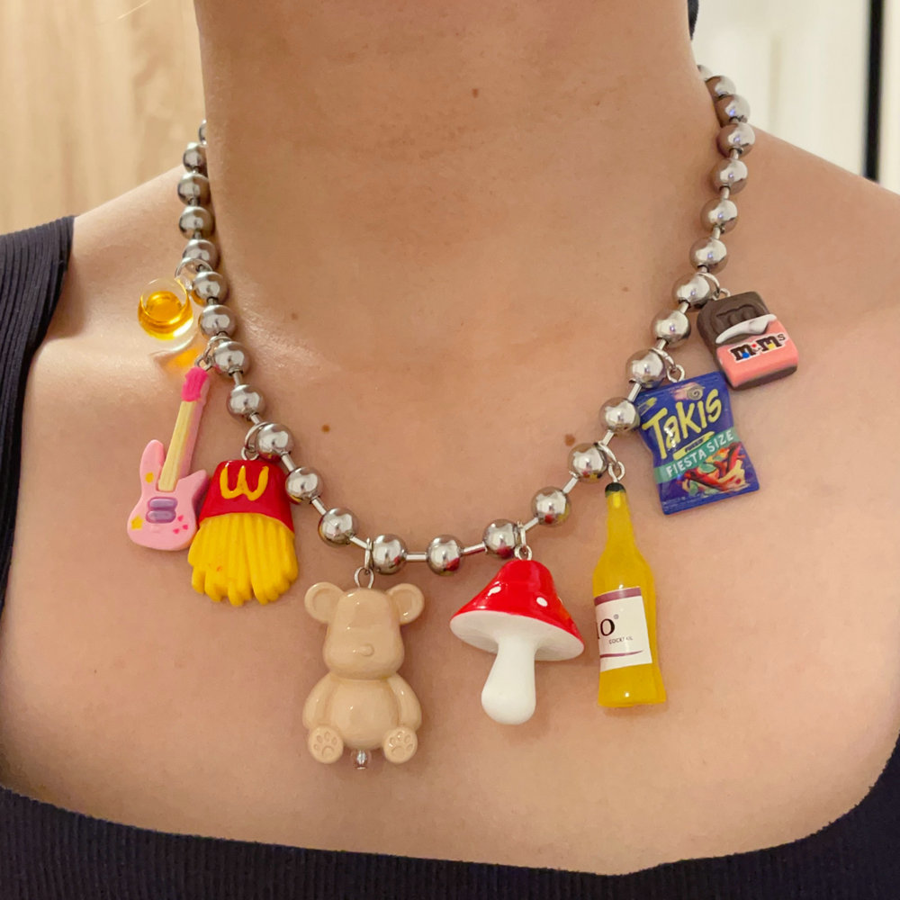 Funny chunky charm bead necklace