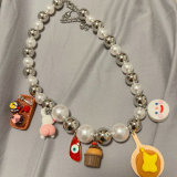 Glass pearl bead charm necklace
