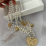 Chunky glass pearl layer necklace