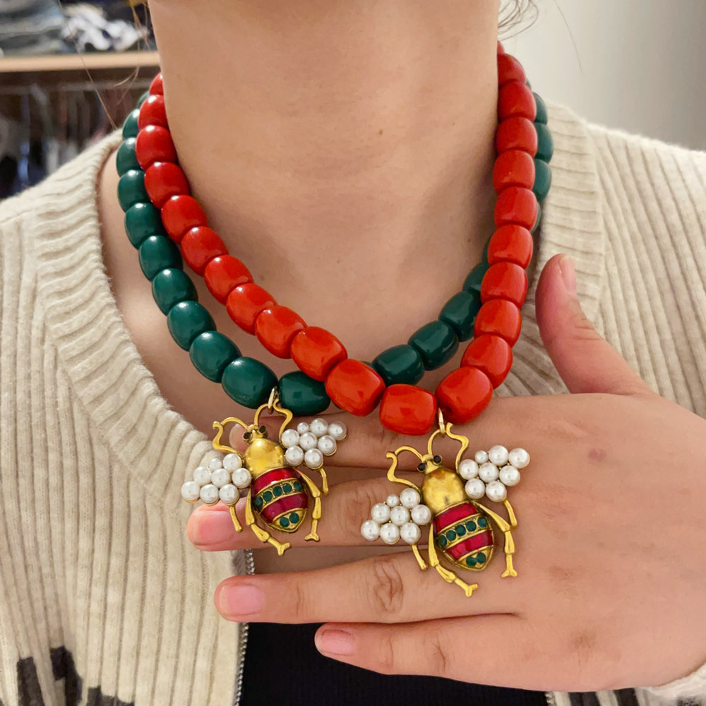 Bee charm necklace