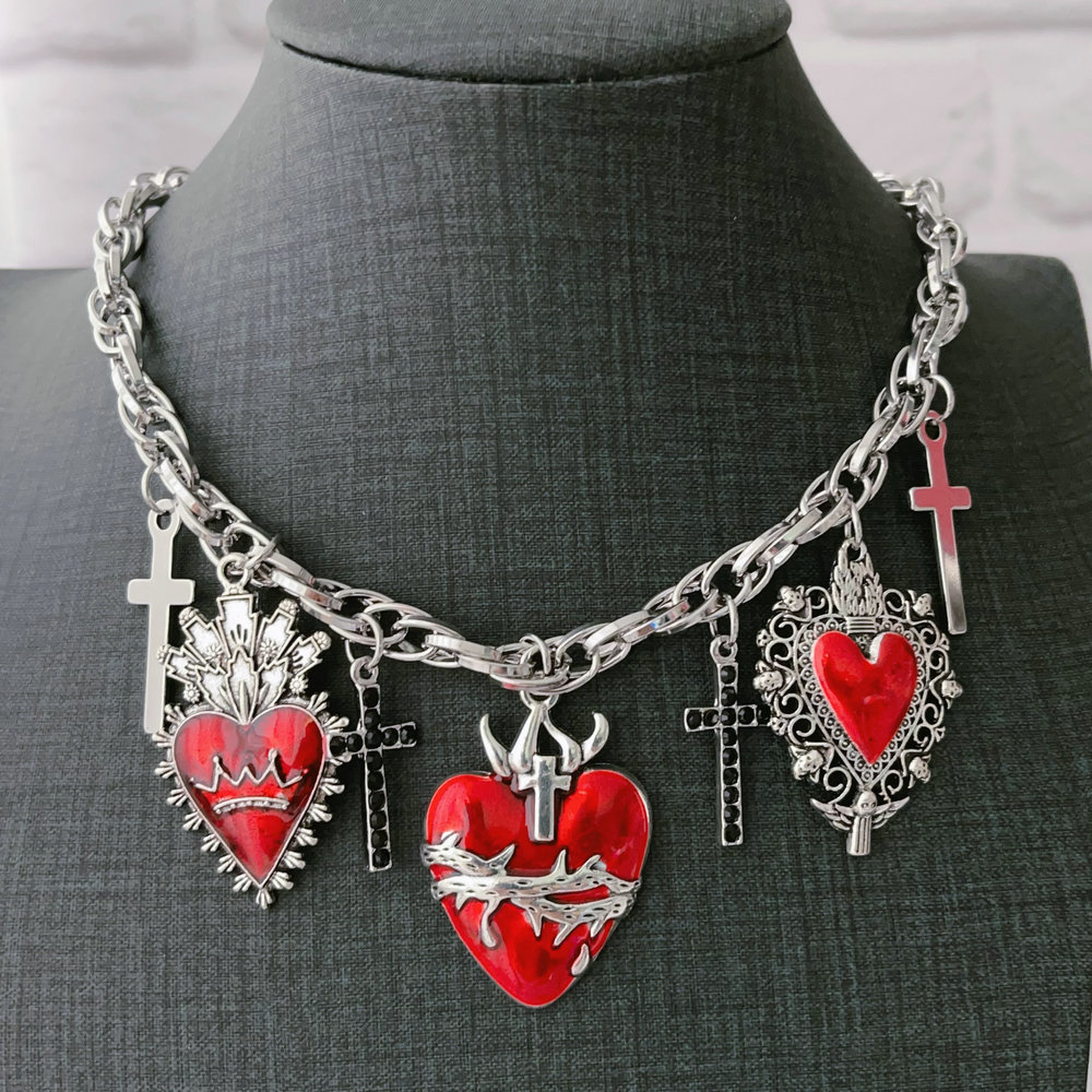 Enamel heart necklace