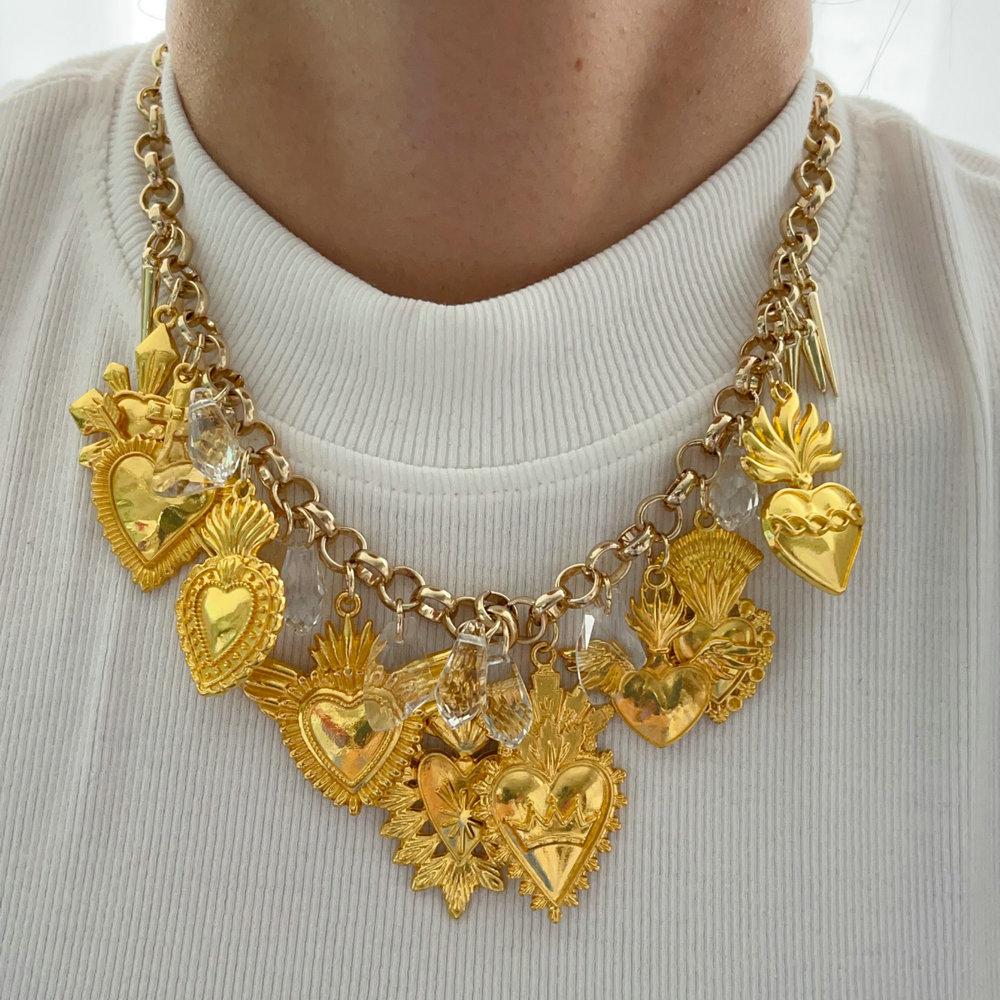 Chunky heart charm necklace