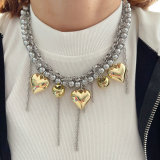 Heart charm grey pearl necklace