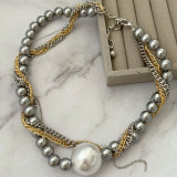 Grey pearl chunky necklace