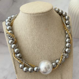 Grey pearl chunky necklace