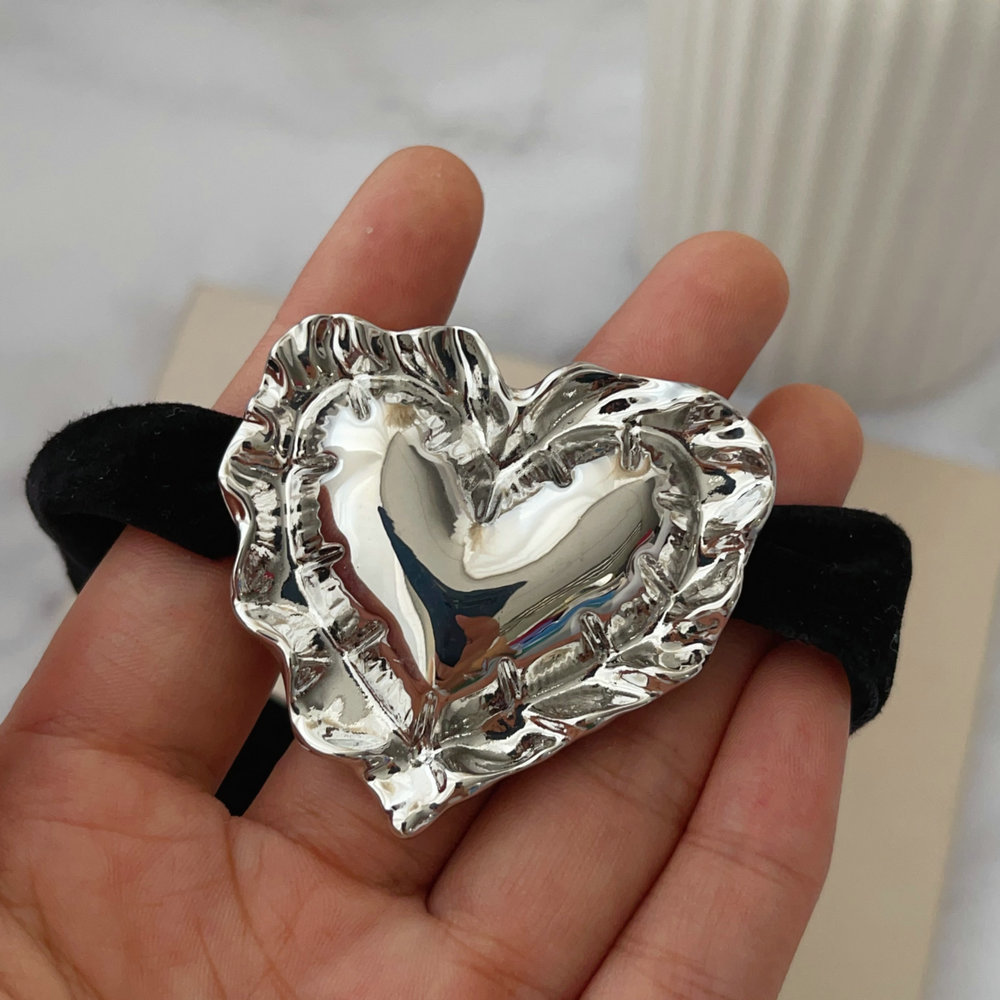 Black Silk Heart Necklace