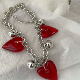 Red heart big pendant necklace