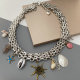 Cuban chain shell charm necklace