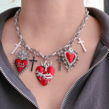 Enamel heart necklace
