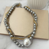 Grey pearl chunky necklace