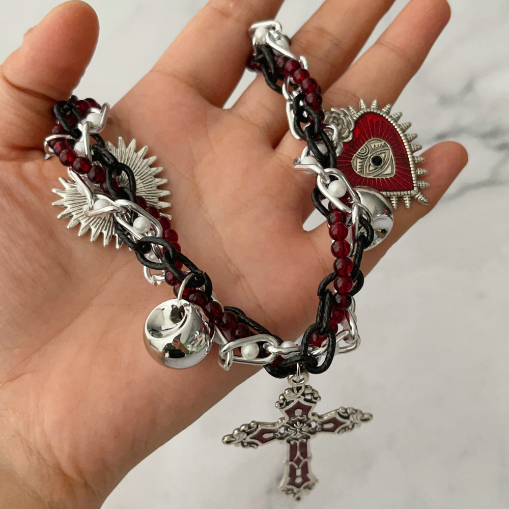 Cross heart charm necklace