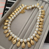Chunky glass pearl necklace