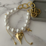 Glass pearl heart necklace