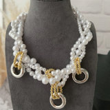 Chunky glass pearl necklace