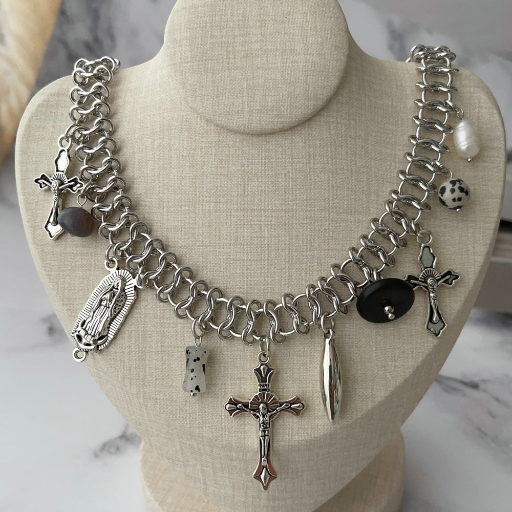 Cuban chain with cross charm
