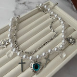 Layer eye charm necklace