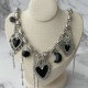 Black enamel heart necklace