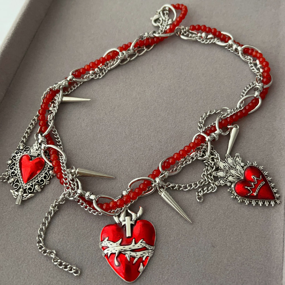 Red heart pendant necklace