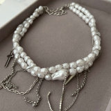 Glass pearl necklace