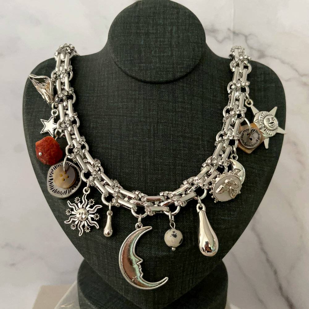 Cuban chain shell charm necklace