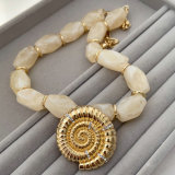 Snail pendant big bead necklace