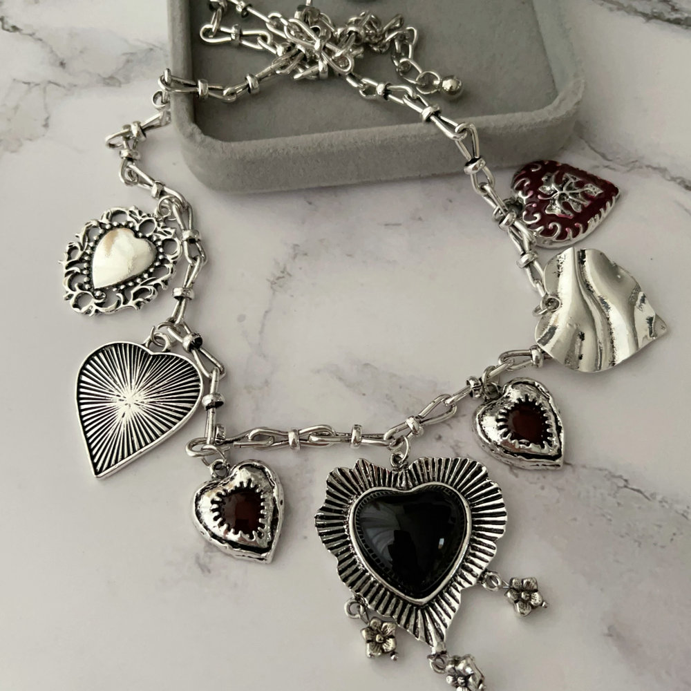 Black heart charm necklace