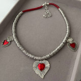 Enamel heart charm necklace