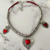 Enamel heart charm necklace
