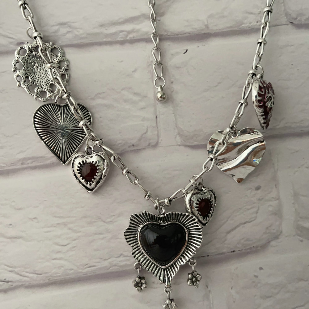 Black heart charm necklace