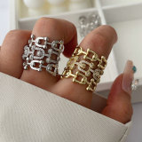 Chunky zircon link chain ring