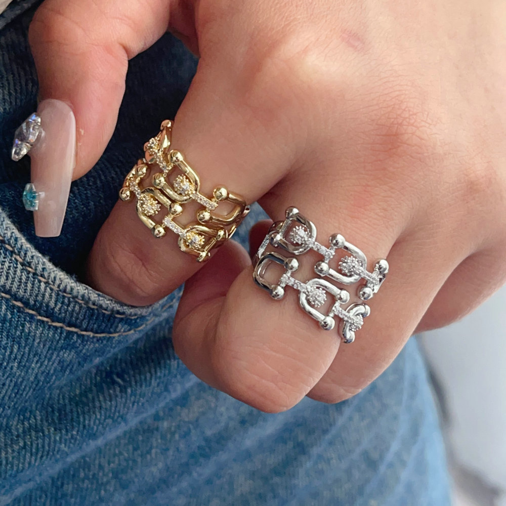 Pave link chain ring