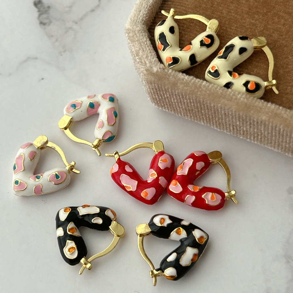 Triangle enamel earrings