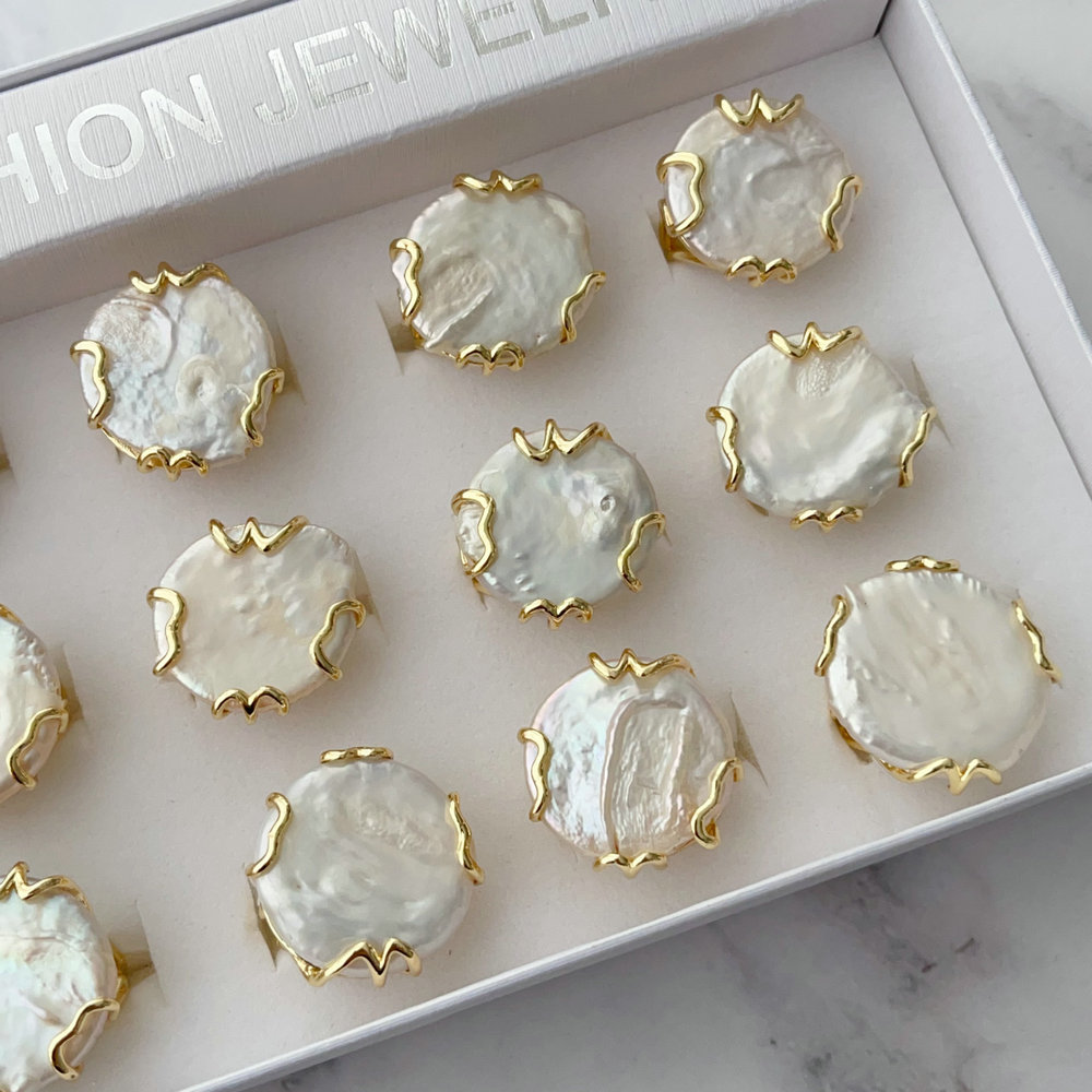 Fresh water round pearl ring