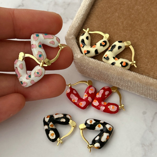 Triangle enamel earrings