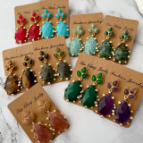 Nature gemstone teardrope earrings