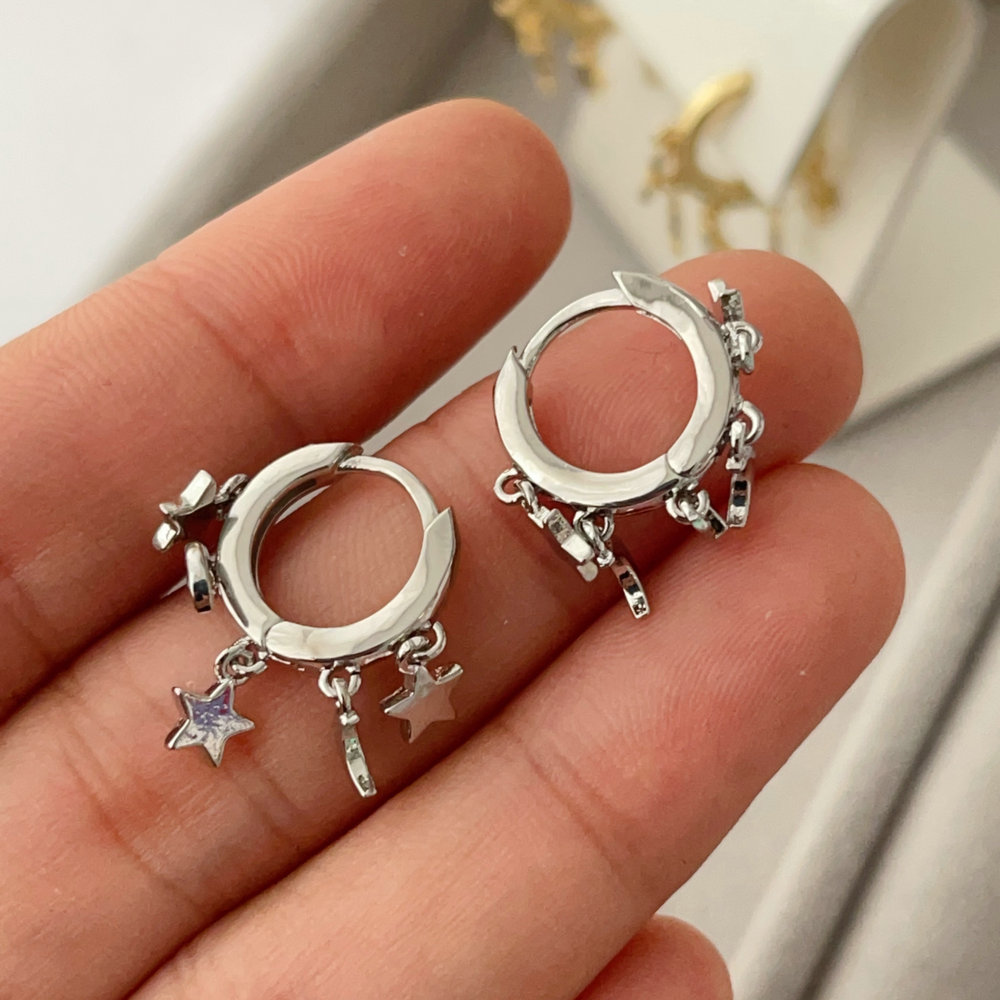 Moon star charm hoop
