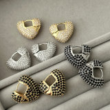 Pave zircon heart earrings