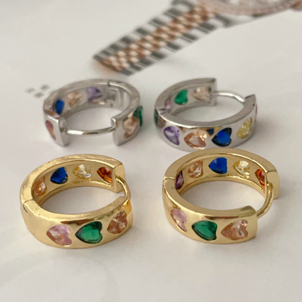 Pave zircon heart hoop