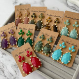Nature gemstone teardrope earrings