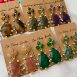 Nature gemstone teardrope earrings