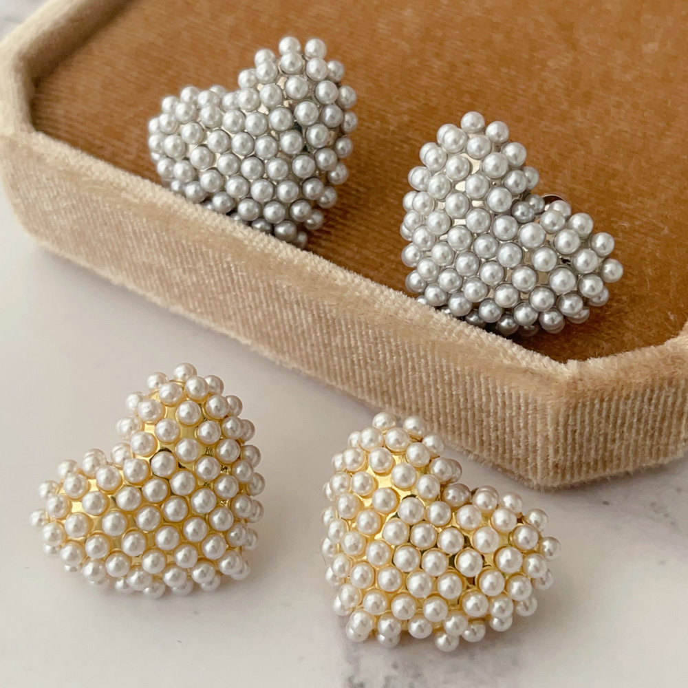 Pearl heart earrings