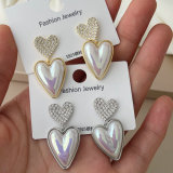Pave heart earrings