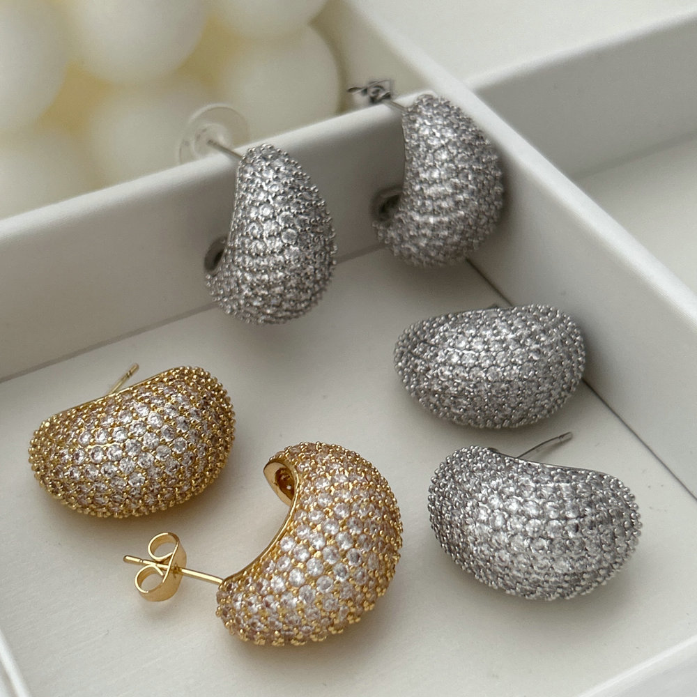 Pave zircon teardrope earrings