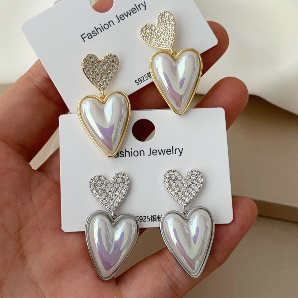 Pave heart earrings