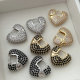 Pave zircon heart earrings