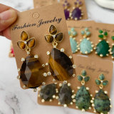 Nature gemstone teardrope earrings